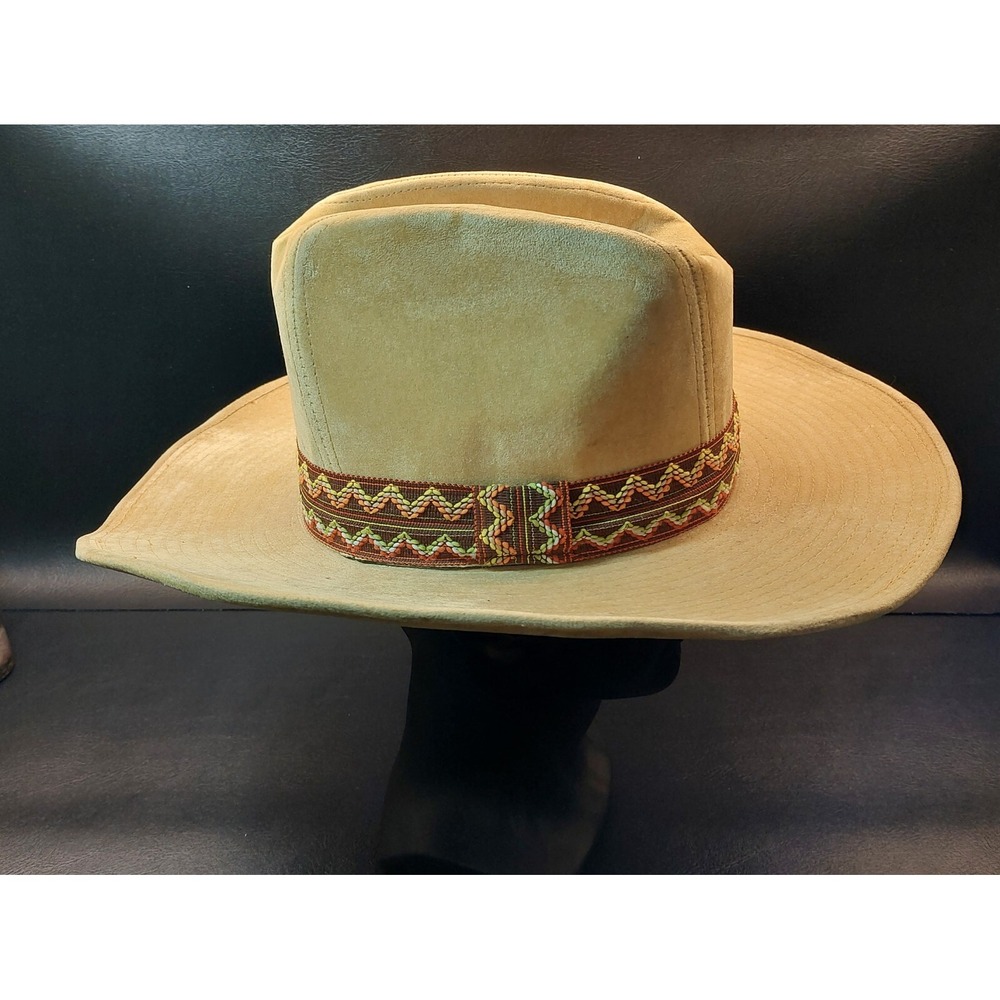 Vintage YA Tan Suede Cowboy Hat With Band Size Small 6 3/4 - 6 7/8 Unisex